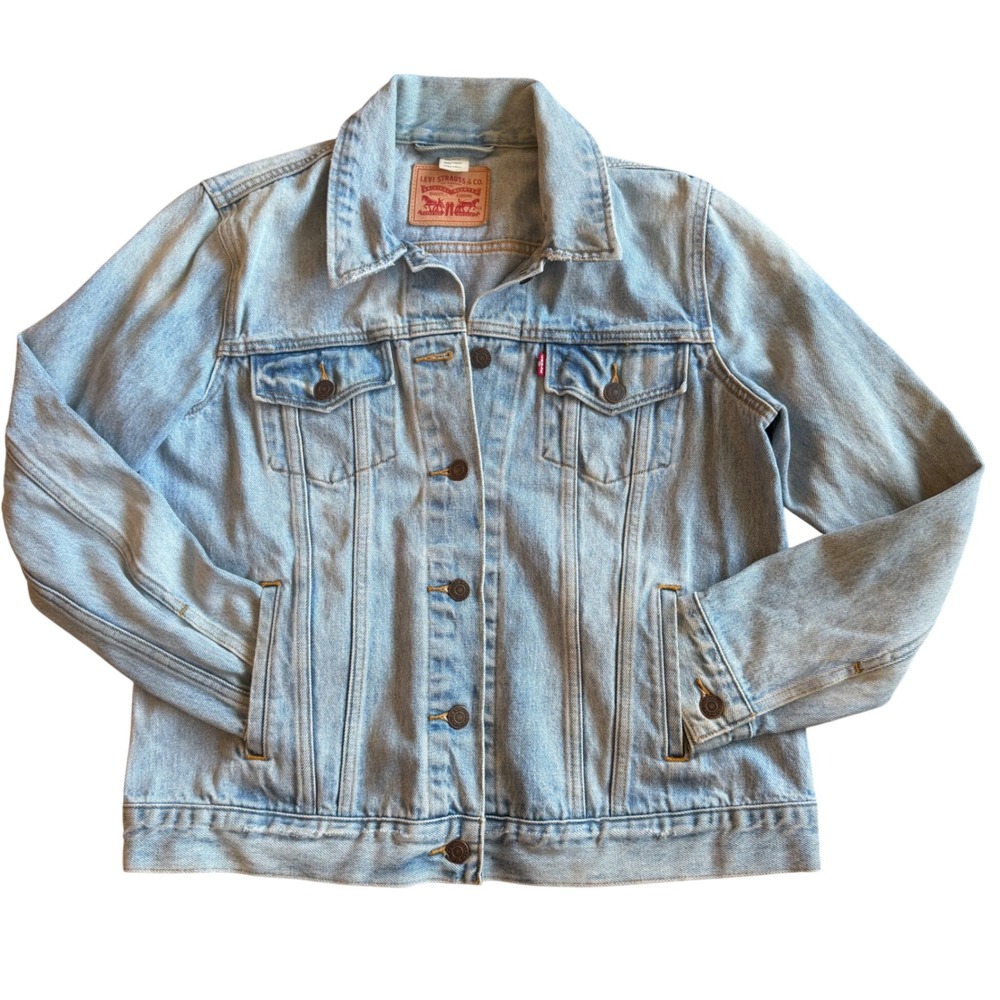 Levis Denim Trucker Jacket Light Wash Blue Classic Americana Streetwear Large